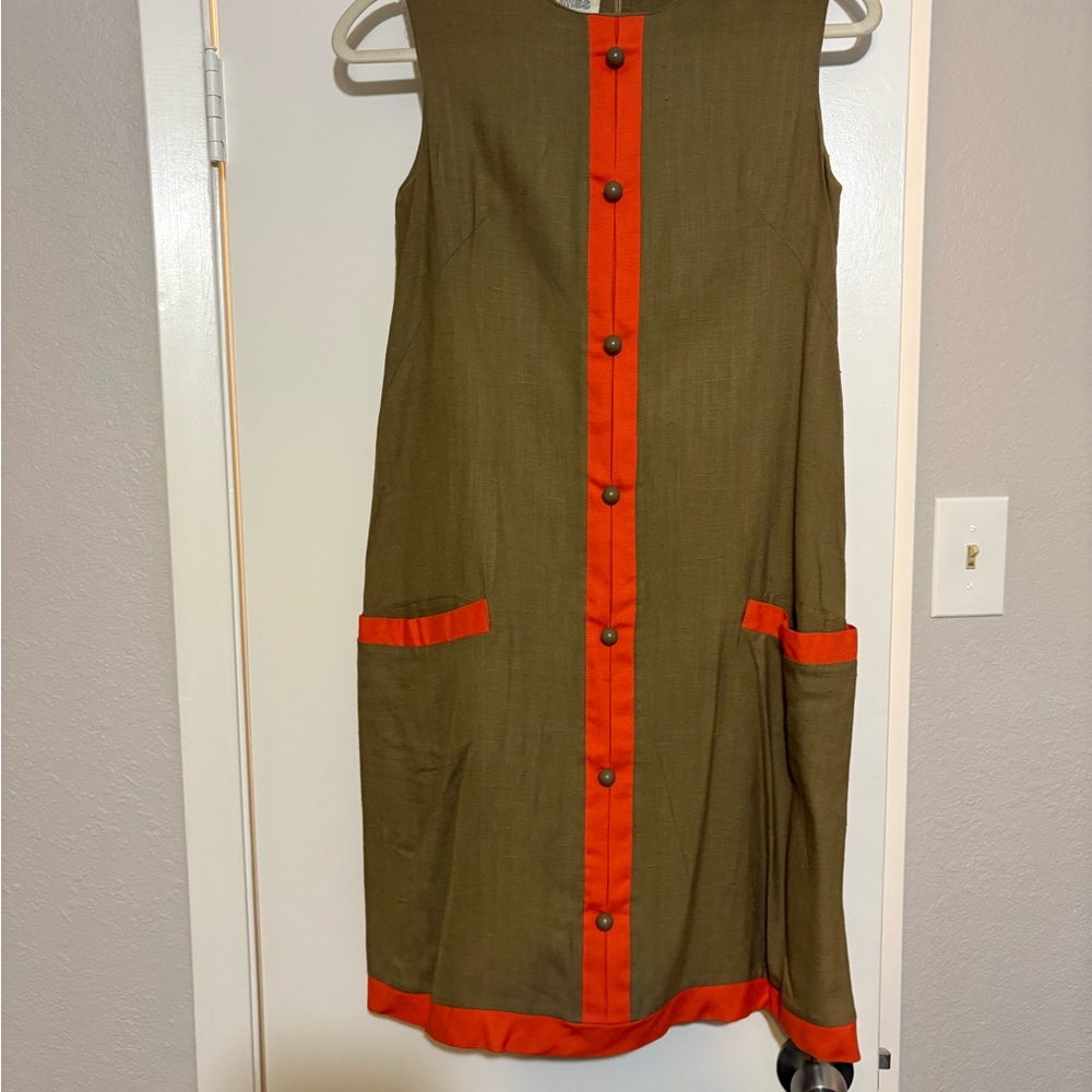 Vintage Tan and Orange Dress